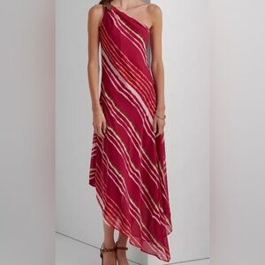 Ralph Lauren One-Shoulder Dress in Red and White